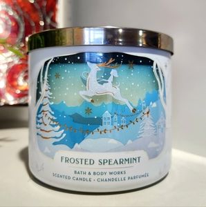 Frosted Spearmint   3 Wick Candle by Bath and Body Works RARE DISCONTINUED
